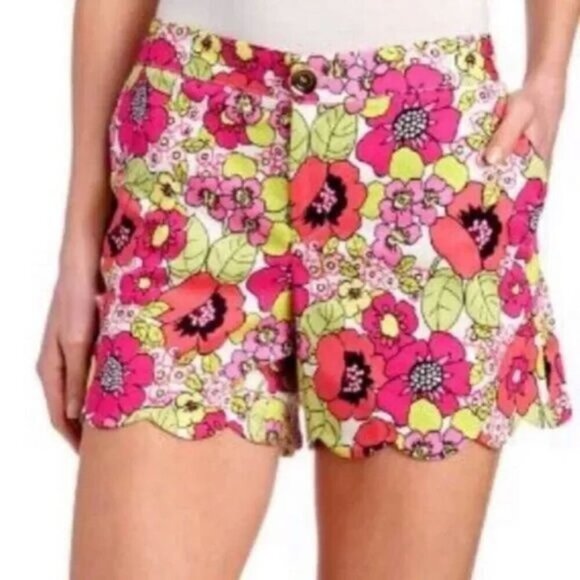 Pappagallo Scalloped Hem Shorts Size 6 - Picture 1 of 10